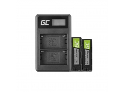 Batéria Green Cell Cell® 2x NP-500 a nabíjačka batérií BC-V615 pre Sony A58, A57, A65, A77, A99, A900, A700, A580
