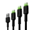 Set 3x Kábel USB-C Typ C 30cm, 120cm, 200cm LED Green Cell Ray s rýchlym nabíjaním, Ultra Charge, Quick Charge 3.0