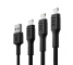 Set 3x Green Cell GC Ray USB kábel - Lightning 30cm, 120cm, 200cm pre iPhone, iPad, iPod, biela LED, rýchle nabíjanie