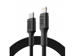 Kábel USB -C Green Cell GC Power Stream - blesk 100 cm pre iPhone, iPad, iPod, napájanie (certifikované Apple MFi)
