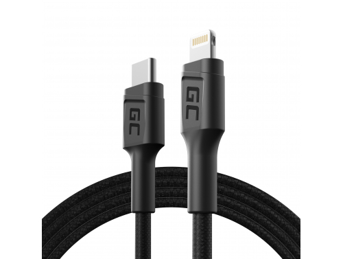 Kábel USB -C Green Cell GC Power Stream - blesk 100 cm pre iPhone, iPad, iPod, napájanie (certifikované Apple MFi)