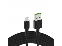 Kabel Przewód Green Cell GC Ray USB - Lightning 120cm z białym podświetleniem LED, szybkie ładowanie Apple 2.4A