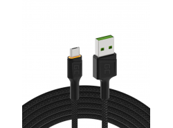 USB kábel Green Cell GC Ray - Micro USB 120 cm, oranžová LED, rýchle nabíjanie Ultra Charge, QC3.0