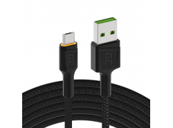 Kábel Micro USB 2m LED Green Cell Ray s rýchlym nabíjaním, Ultra Charge, Quick Charge 3.0