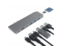 Adaptér HUB USB-C Green Cell 8 v 1 (Thunderbolt 3 HDMI USB SD microSD) pre MacBook Pro 13"-15" 2016-2019 MacBook Air 2018/2019