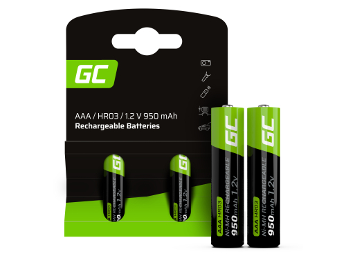 2x akumlátory AAA R3 950mAh Ni-Mh dobíjateľné batérie Green Cell