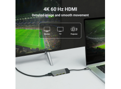 Dokovacia stanica, adaptér, Green Cell GC HUB2 USB-C 6 v 1 (USB 3.0 HDMI Ethernet USB-C) pre Apple MacBook, Dell XPS a ďalšie