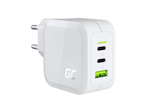 Green Cell Nabíjačka sieťová 65W GaN GC PowerGan pre notebook, MacBook, Iphone, tablet, Nintendo Switch - 2x USB-C, 1x USB-A