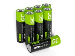 8x akumlátory AA R6 2600mAh Ni-Mh dobíjateľné batérie Green Cell