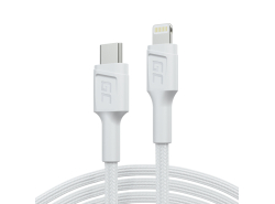 Kábel Biely Lightning - USB-C 1m MFi Green Cell PowerStream s rýchlym nabíjaním Power Delivery, pre Apple iPhone
