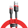 Kábel USB na USB-C Baseus Cafule 2A, 2m, Quick Charge 3.0, Prenos dát 480 Mb/s, Odolná konštrukcia, Červená farba