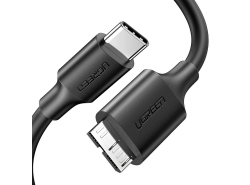 Kábel Micro-B USB - USB-C UGREEN 1 m, čierny, Rýchle prenosy dát Super Speed 3.0, Pre kameru, disk, kameru, smartfón