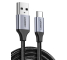 Kábel USB na USB-C UGREEN 300 cm, Rýchle nabíjanie Quick Charge 3.0, Vysoká odolnosť, Čierno-strieborná farba
