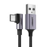 Uhlový kábel USB na USB-C UGREEN, 3A, 200 cm, Rýchle nabíjanie Quick Charge 3.0, Čierno-strieborná farba