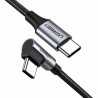 Kábel USB-C na USB-C, uhlový UGREEN US255.3A, 60W, 0,5 m (čierny)