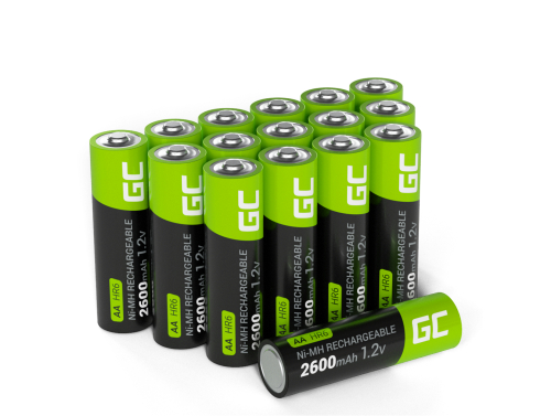 16x akumlátory AA R6 2600mAh Ni-Mh dobíjateľné batérie Green Cell