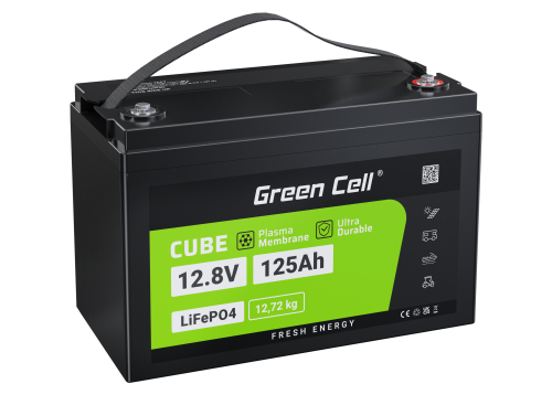 Green Cell® Batéria LiFePO4 125Ah 12.8V 1600Wh lítium-železo-fosfát fotovolta-ický systém karavan čln