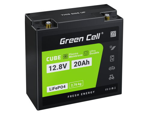 Green Cell® Batéria LiFePO4 20Ah 12.8V 256Wh lítium-železo-fosfát fotovolta-ický systém karavan čln