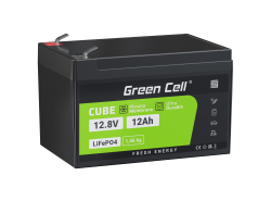 Green Cell® Batéria LiFePO4 12Ah 12.8V 153.6Wh lítium-železo-fosfát fotovolta-ický systém karavan čln