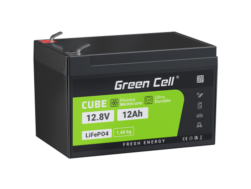 Green Cell® Batéria LiFePO4 12Ah 12.8V 153.6Wh lítium-železo-fosfát fotovolta-ický systém karavan čln