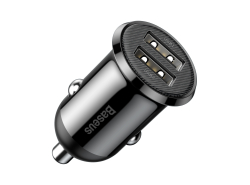 Baseus Grain Pro Auto Nabíjačka 24W, 2x USB 4,8A, čierna, Rýchle nabíjanie telefónu na cestách