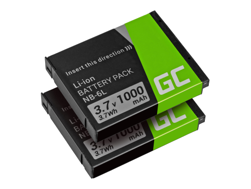 2x Batéria Green Cell NB-6L pre Canon PowerShot ELPH 500HS SX 240HS 260HS 270HS 280HS 510HS 520HS 530HS 3.7V 1000mAh