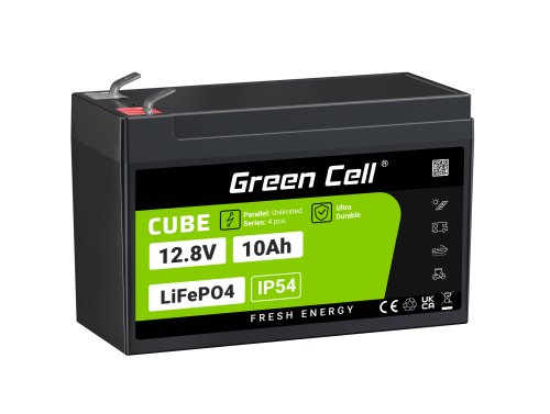 Green Cell CUBE LiFePO4 Batéria 10Ah 12.8V 128Wh lítium-železo-fosfát pre Napájanie a Núdzové osvetlenie, Monitorovanie