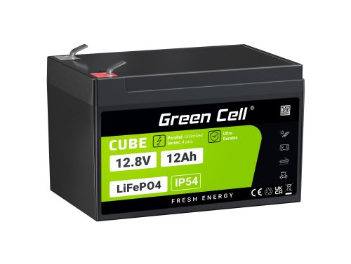 Green Cell CUBE LiFePO4 Batéria 12Ah 12.8V 153.6Wh lítium-železo-fosfát pre Invalidné vozíky, Kosačk, Hračky, Skútre