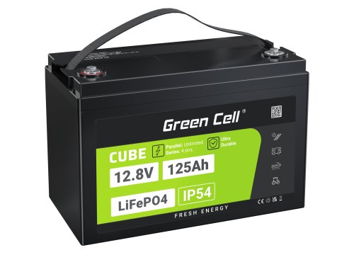 Green Cell CUBE LiFePO4 Batéria 125Ah 12.8V 1600Wh lítium-železo-fosfát pre Fotovolta-ický systém, Karavan, Čln, Foodtruck