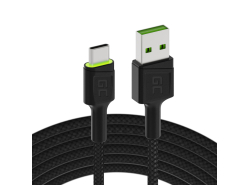 Green Cell KFZ-Ladegerät USB PowerRide Nano36 mit 2x USB-A Ultra Charge Schnellladung mit USB-C Kabel 120cm fur iPhone, Samsung