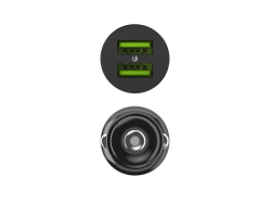 Green Cell KFZ-Ladegerät USB PowerRide Nano36 mit 2x USB-A Ultra Charge Schnellladung mit USB-C Kabel 120cm fur iPhone, Samsung