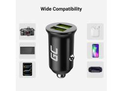 Green Cell KFZ-Ladegerät USB PowerRide Nano36 mit 2x USB-A Ultra Charge Schnellladung mit USB-C Kabel 120cm fur iPhone, Samsung