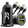 Green Cell Nabíjačka USB PowerRide Nano36, 2x USB-A, 36W s rýchlym nabíjaním Ultra Charge + 2x LED Kábel USB-C 120cm