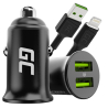 Green Cell Nabíjačka USB PowerRide Nano36, 2x USB-A, 36W s rýchlym nabíjaním Ultra Charge + LED Kábel Lightning 120cm