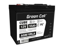 Green Cell CUBE AGM IP54 12V 55Ah akumulátorová bezúdržbový akumulátor kosačka skúter čln Traktorová kosačka