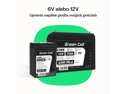 Green Cell CUBE AGM IP54 12V 75Ah akumulátorová bezúdržbový akumulátor rybarska lod obytné auto fotovoltaika