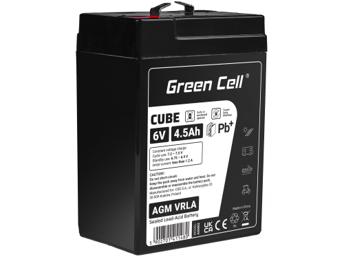 Green Cell® AGM 6V 4.5Ah akumulátorová bezúdržbový akumulátor hračky Výstražné systémy hračkárske vozidlo