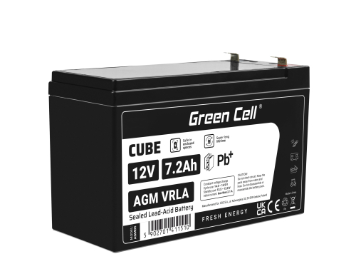 Green Cell® AGM 12V 7.2Ah akumulátorová bezúdržbový akumulátor hračky Výstražné systémy hračkárske vozidlo