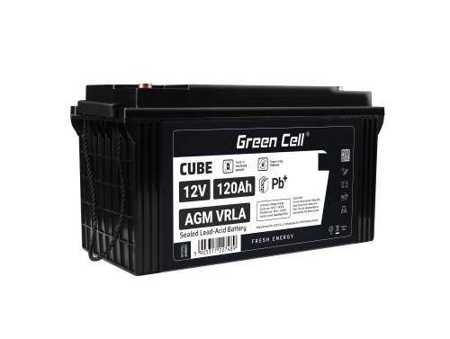 Green Cell® AGM 12V 120Ah akumulátorová bezúdržbový akumulátor rybarska lod obytné auto fotovoltaika