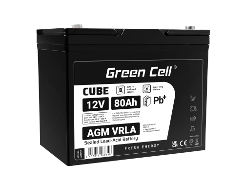 Green Cell® AGM batéria 12V 80Ah VRLA bezúdržbová olovená batéria pre jachtu plachetnicu solárny obytný automobil mobilné domy