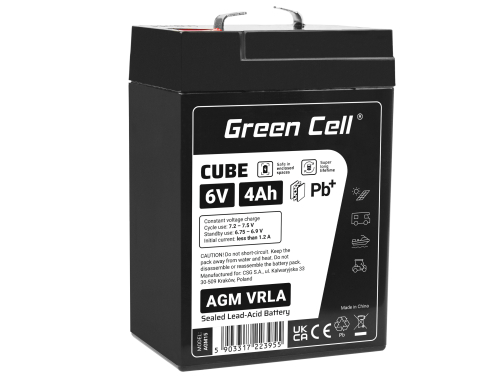 Green Cell® AGM 6V 4Ah akumulátorová bezúdržbový akumulátor hračky Výstražné systémy hračkárske vozidlo