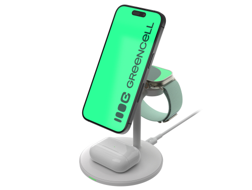 Greencell MagScape 3-in-1 MagSafe Charging Station for iPhone, Apple Watch, AirPods, and other wireless headphones