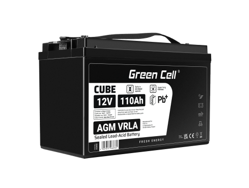 GreenCell® AGM 12V 110Ah akumulátorová bezúdržbový akumulátor rybarska lod obytné auto fotovoltaika