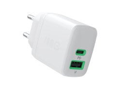 Greencell PowerSource Duo30 Ladegerät USB/USB-C Weiß Power Adapter 30W Power Delivery