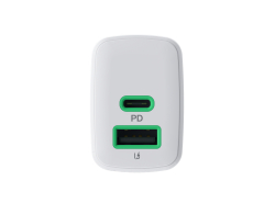Greencell PowerSource Duo30 Ladegerät USB/USB-C Weiß Power Adapter 30W Power Delivery