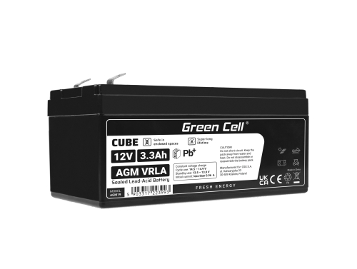 Green Cell® AGM 12V 3.3Ah akumulátorová bezúdržbový akumulátor hračky Výstražné systémy hračkárske vozidlo