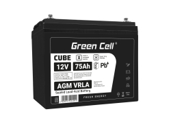 Green Cell® AGM 12V 75Ah akumulátorová bezúdržbový akumulátor rybarska lod obytné auto fotovoltaika