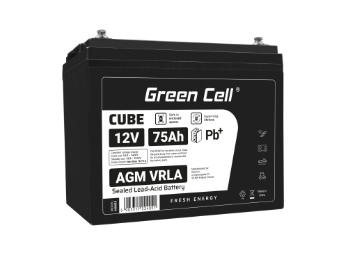 Green Cell® AGM 12V 75Ah akumulátorová bezúdržbový akumulátor rybarska lod obytné auto fotovoltaika