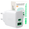 Greencell PowerSource Duo30 Ladegerät USB/USB-C Weiß Power Adapter 30W Power Delivery
