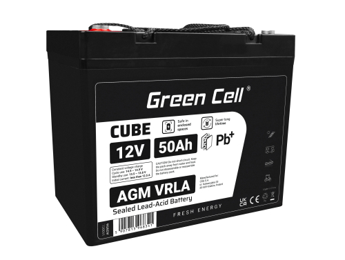 GreenCell® AGM 12V 50Ah akumulátorová bezúdržbový akumulátor rybarska lod obytné auto fotovoltaika